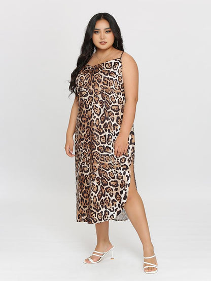 Leopard Slit Cami Dress