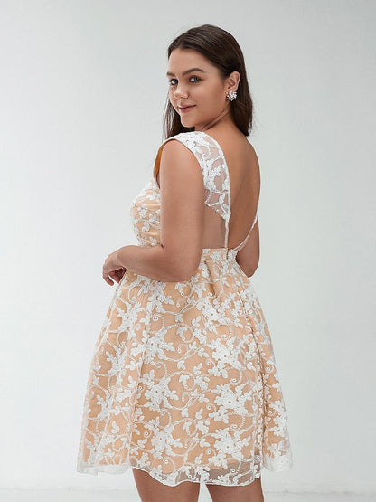 Sexy Backless Embroidered Floral Dress