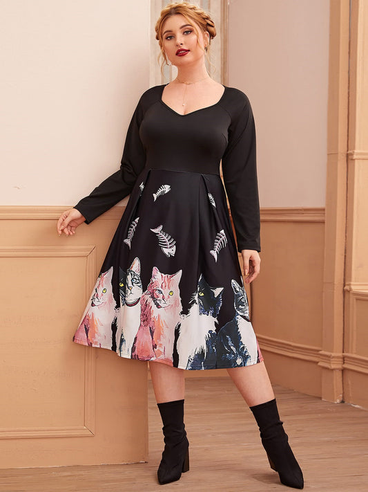 V-neck Animal Elegant Dresses