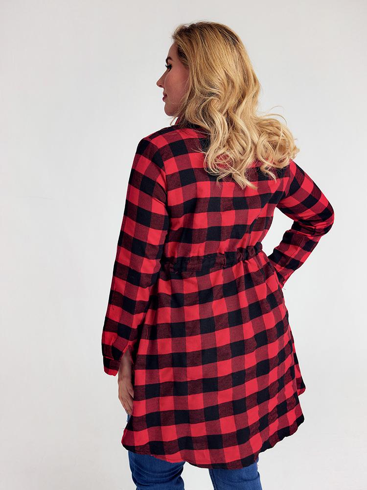 Plaid Irregular Blouse Tops