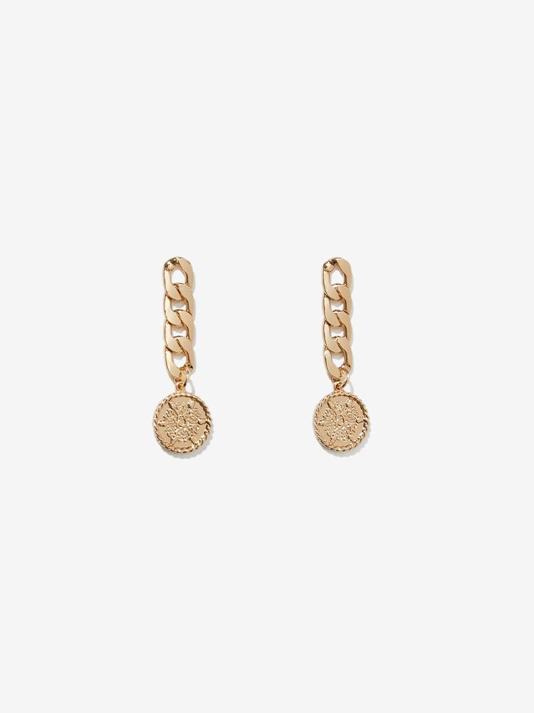 Chain Coin Pendant Earrings
