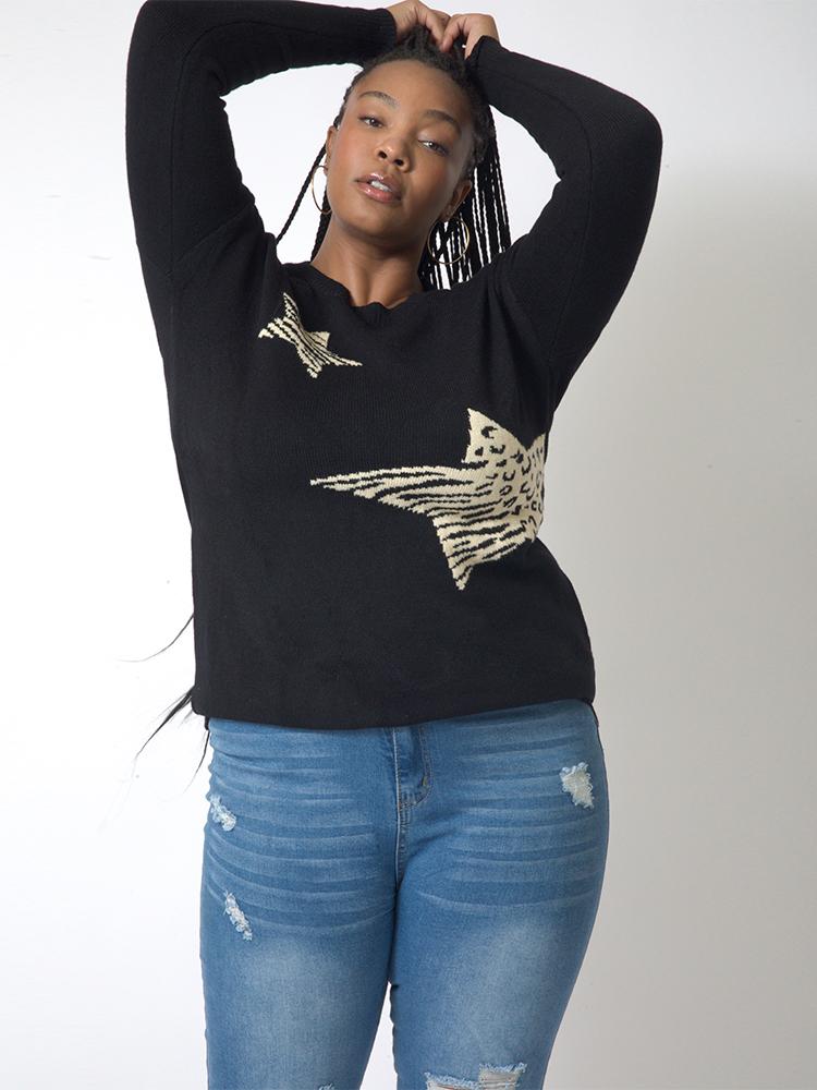 Leopard Star Crew Neck Sweater