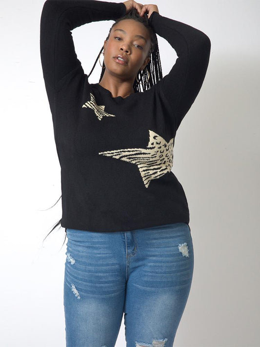 Leopard Star Crew Neck Sweater