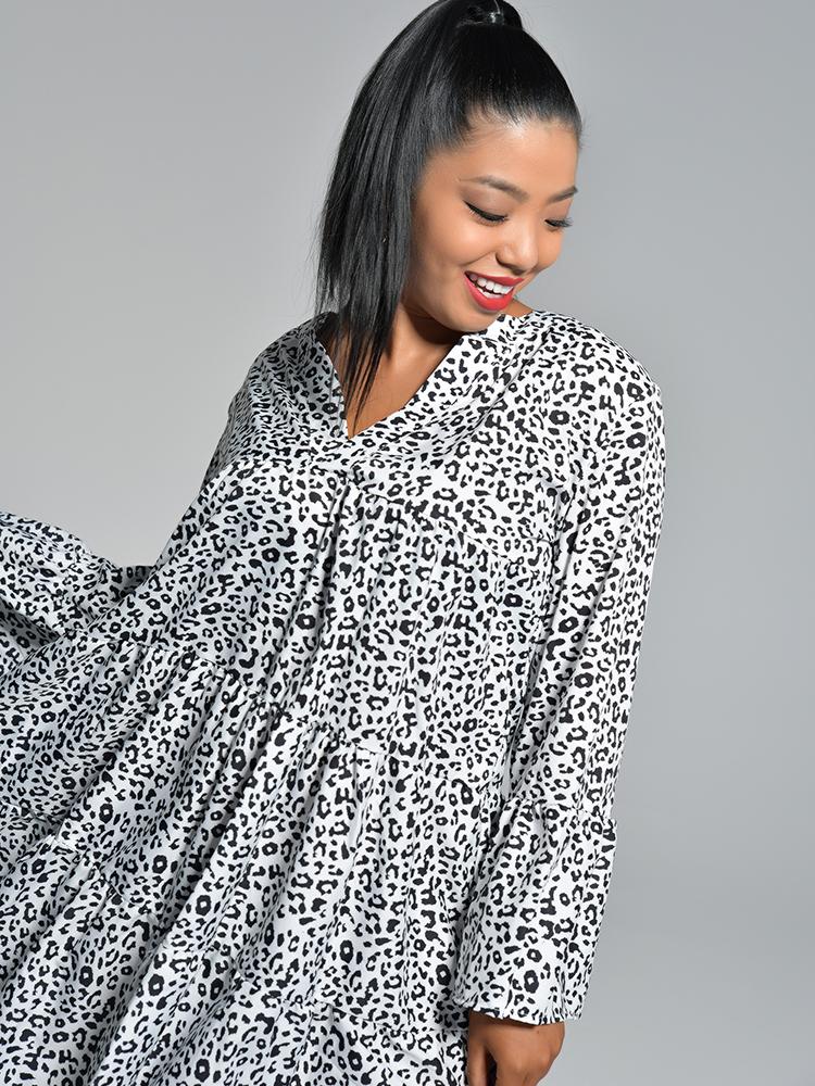 V-neck Leopard Dress