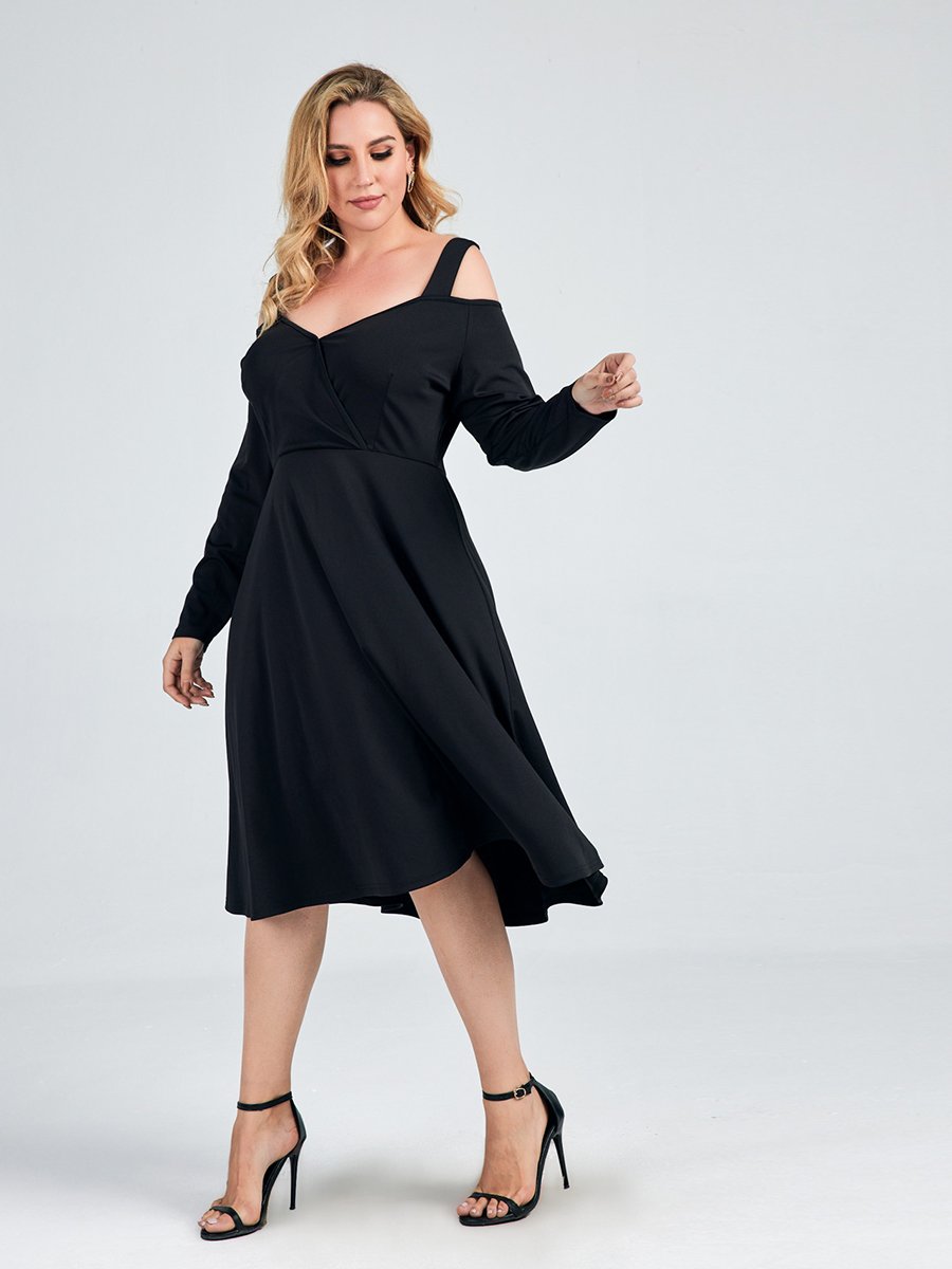 Sling Long Sleeve V-neck Dress