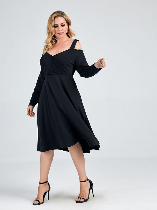 Sling Long Sleeve V-neck Dress