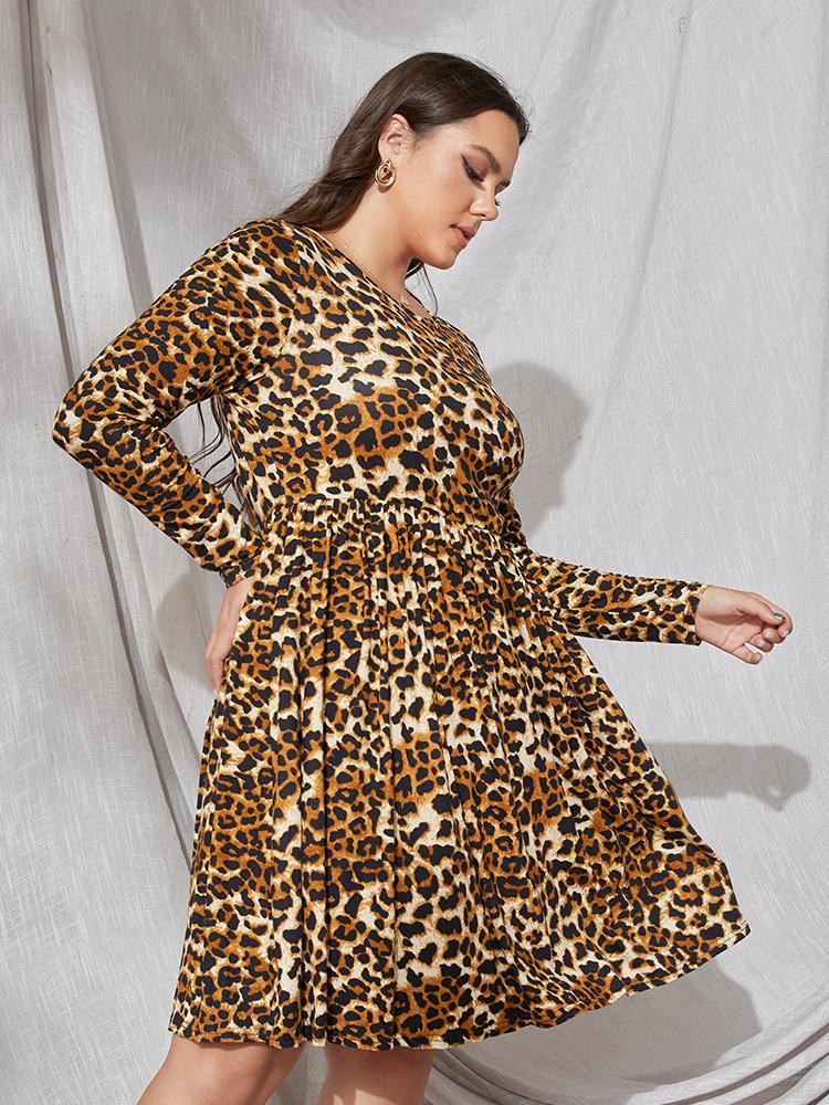 Leopard Print Long Sleeve Dress