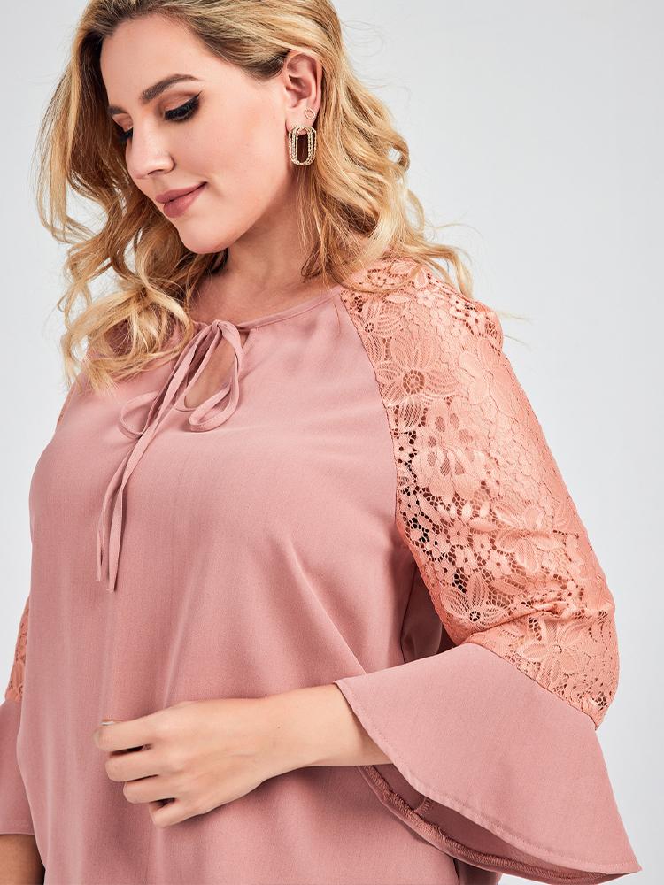 Lace Printed Flared Blouse