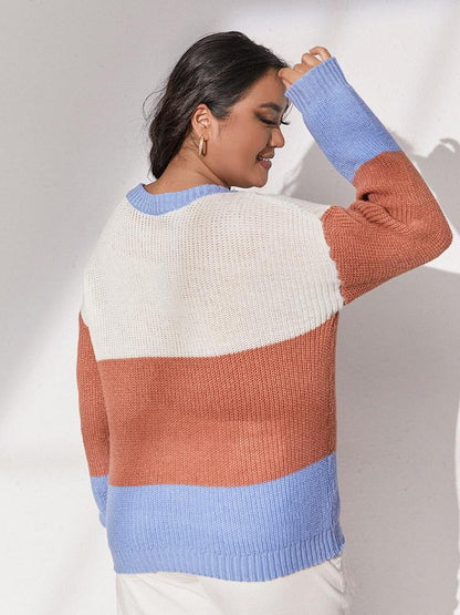 Contrast Stitching Crew Neck Sweater