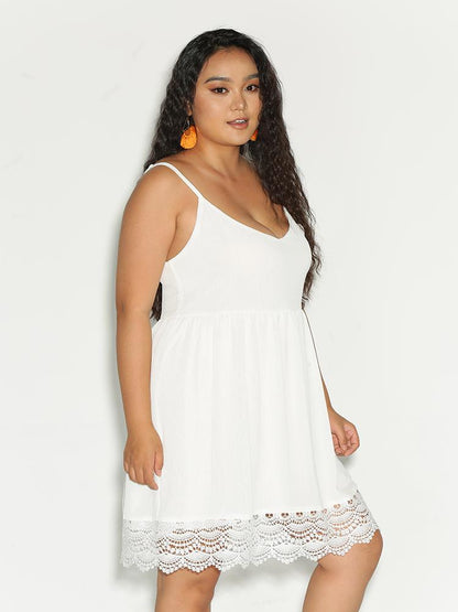 Backless Lace Trim Dress