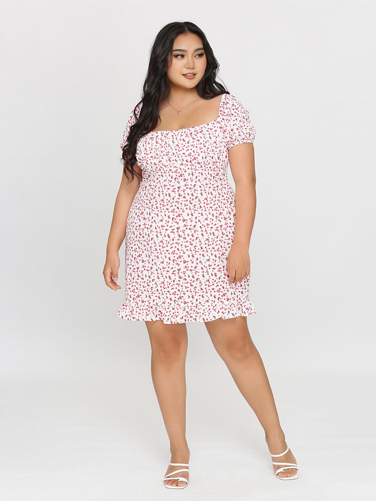 Ditsy Square Neck Dress