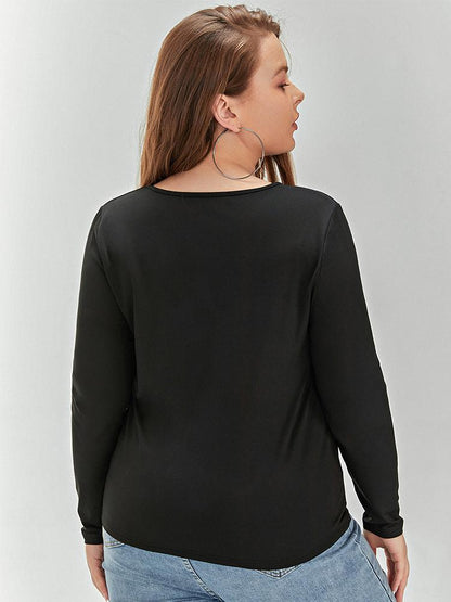 Drawstring Knotted Long-sleeved T-shirt