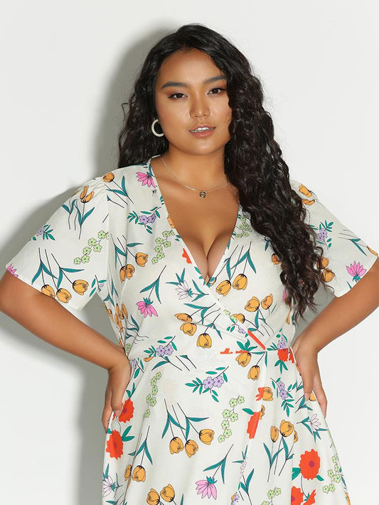 Irregular Hem Floral Dress