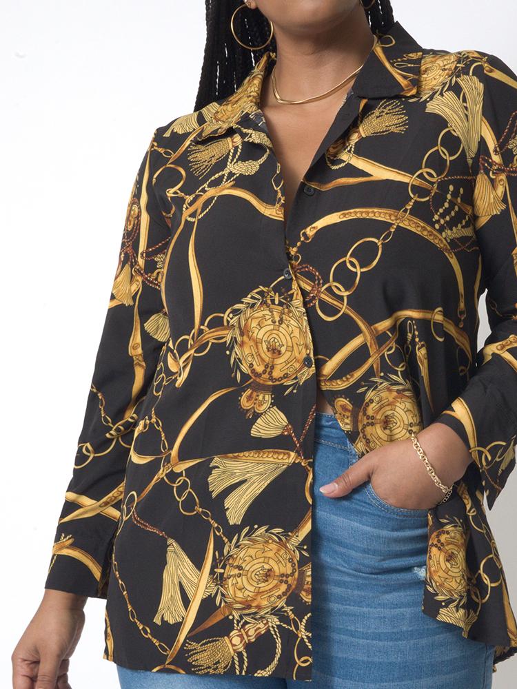 Vintage Chain Print Blouse