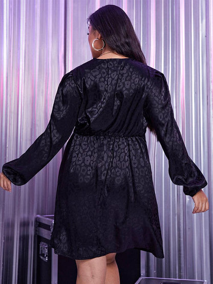 Leopard Print Surplice Neck Dress