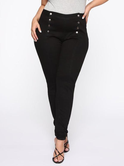 Button Detail Slim Fit Pants