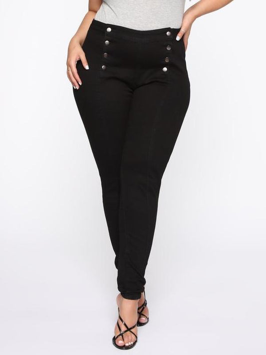 Button Detail Slim Fit Pants