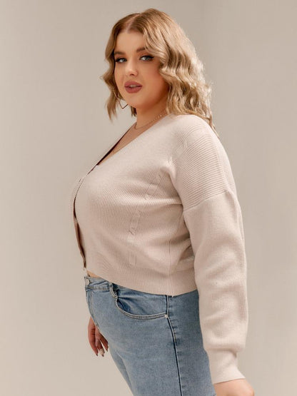 Button V-neck Crop Cardigan