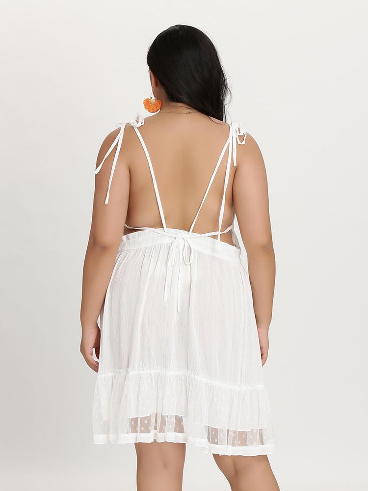 Mesh Tie Ruffle Dress