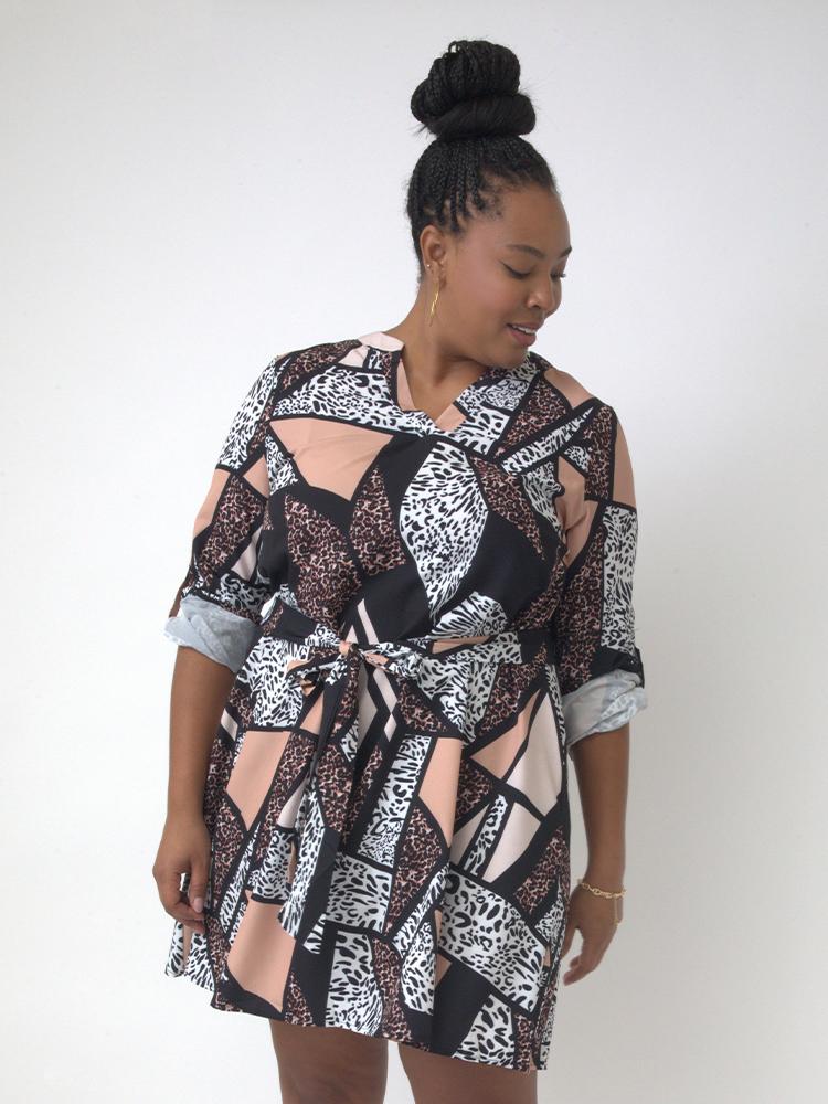 Leopard Print Gometric Dress