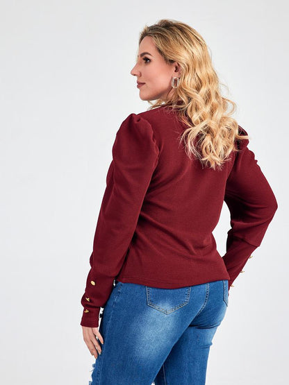 Puff Sleeve Solid T-shirts