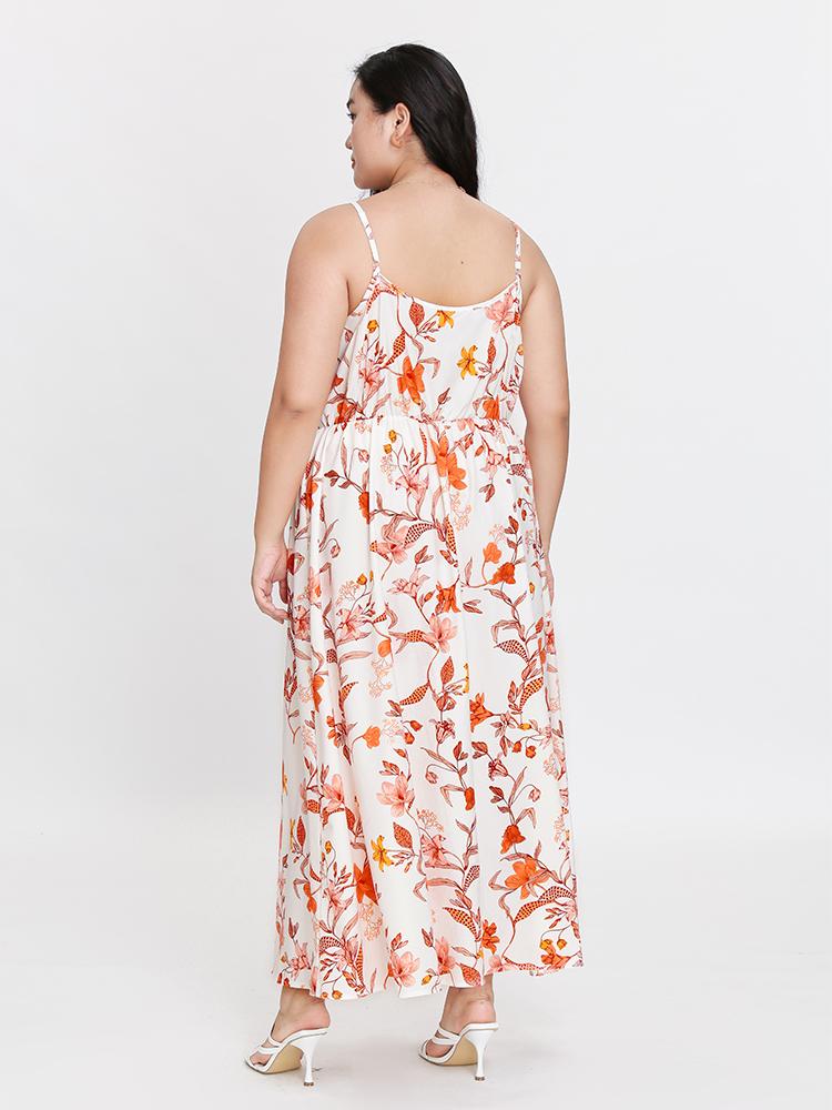 Leaf Print Surplice Dress