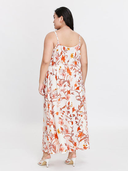 Leaf Print Surplice Dress