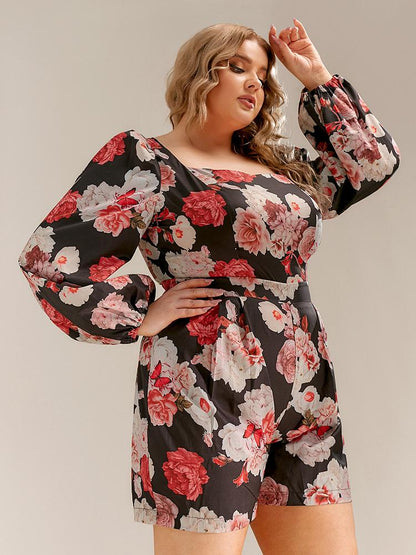 Floral Square Collar Jumpsuit