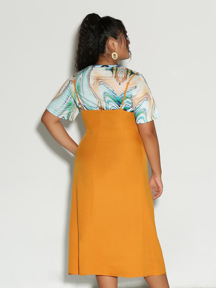 Split Hem Ruched Front Dress