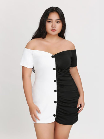 Contrast Pleated Dress