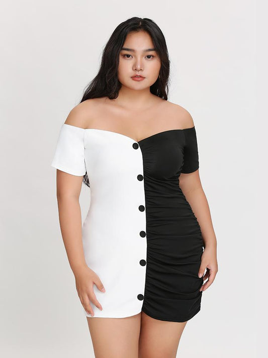 Contrast Pleated Dress