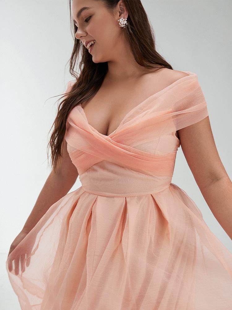 Backless V-neck Mesh Dress