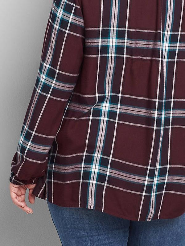 Plaid Stand Collar Blouse