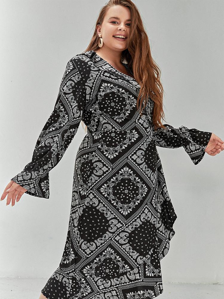 Vintage Printed Wrap Dress