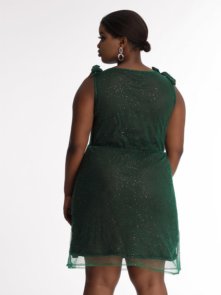 Tie Shoulder Glitter Dress