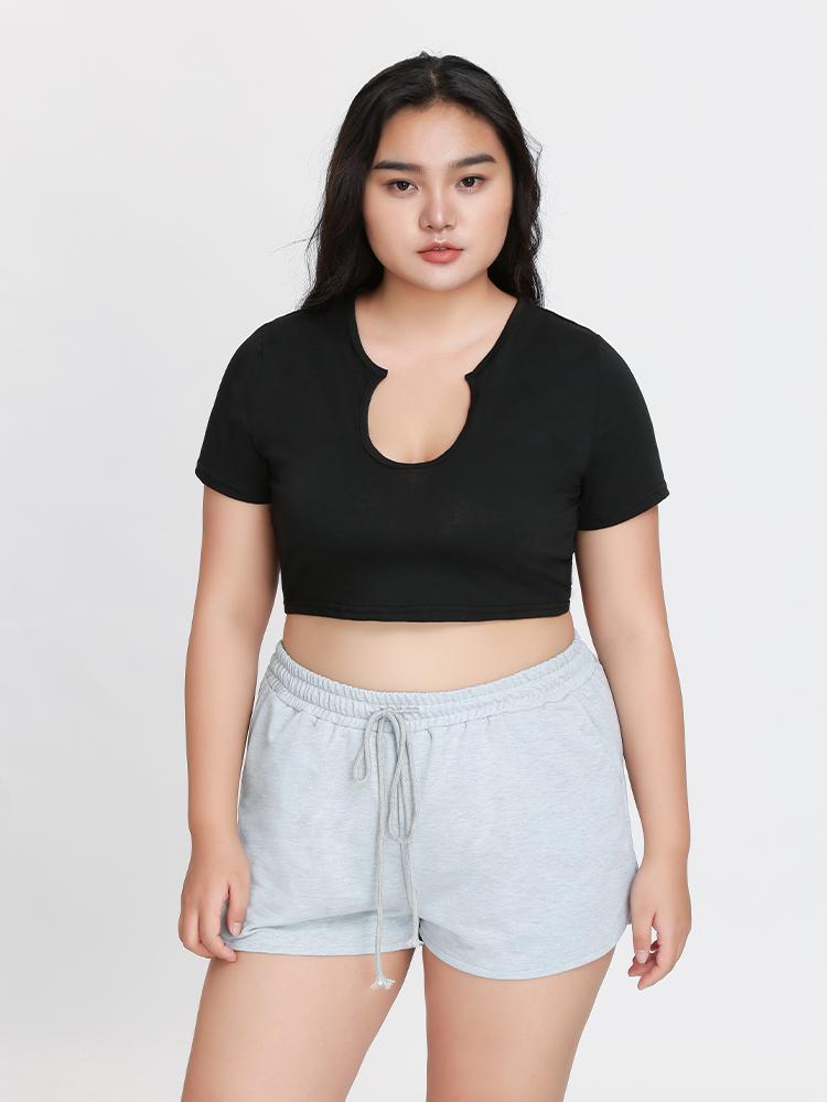 Irregular Neck Crop Top