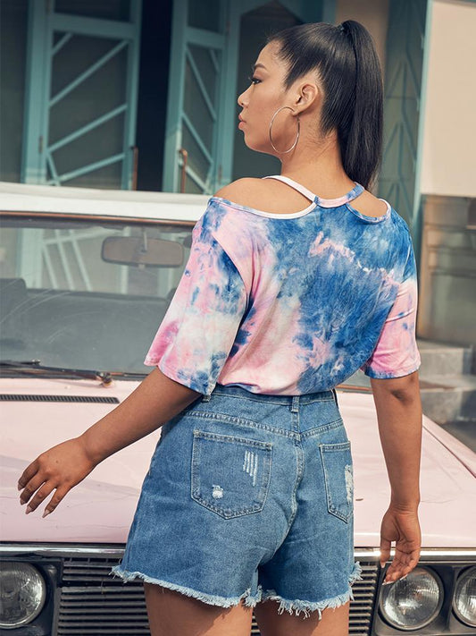 Cut Out Tie Dye T-shirt