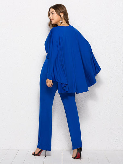 Bat Sleeve V-neck Solid Jumpsuit