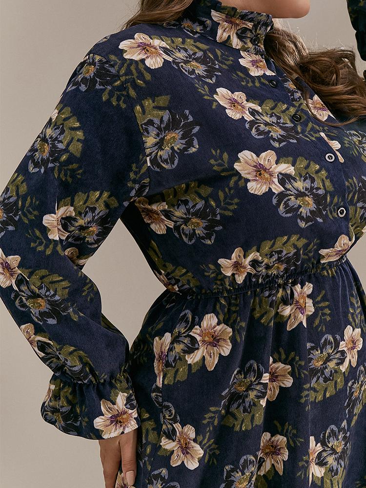 Floral Lantern Sleeve Dress