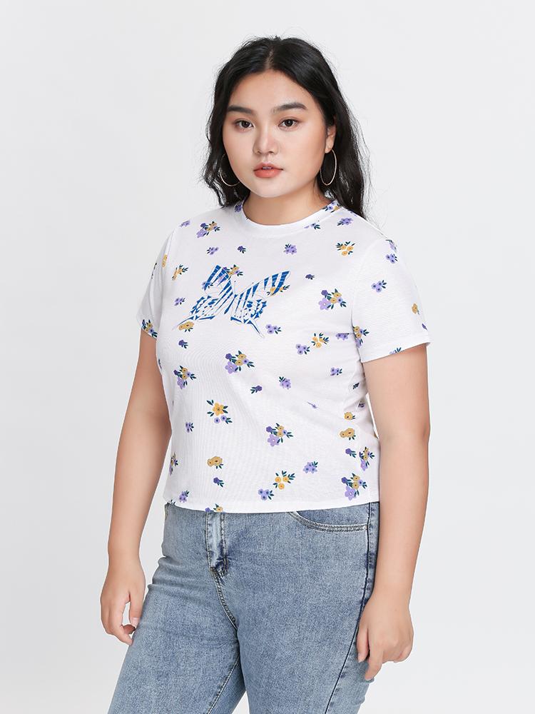 Butterfly Round Neck T-Shirt