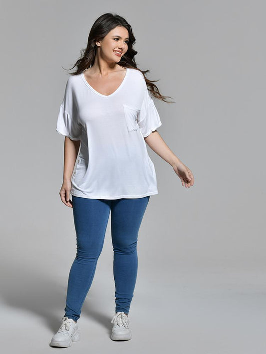 V-Neck Pocket Loose T-Shirt