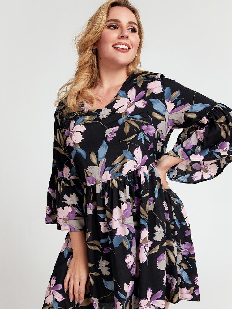 Round-neck Floral Dress
