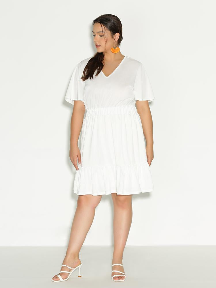 Ruffle Hem Short Sleeve Dress