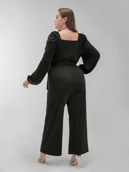 Solid Puff Sleeve Jumpsuit