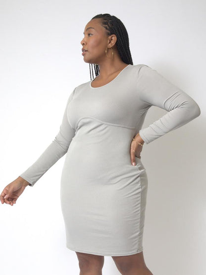 Round Neck Solid Bodycon Dress