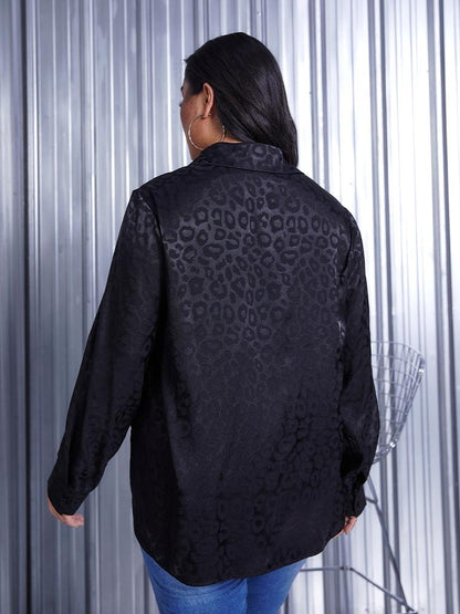 Black Leopard Print Long Sleeve Blouse