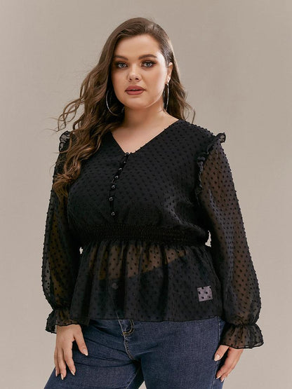 Sexy Mesh Ruffled Top