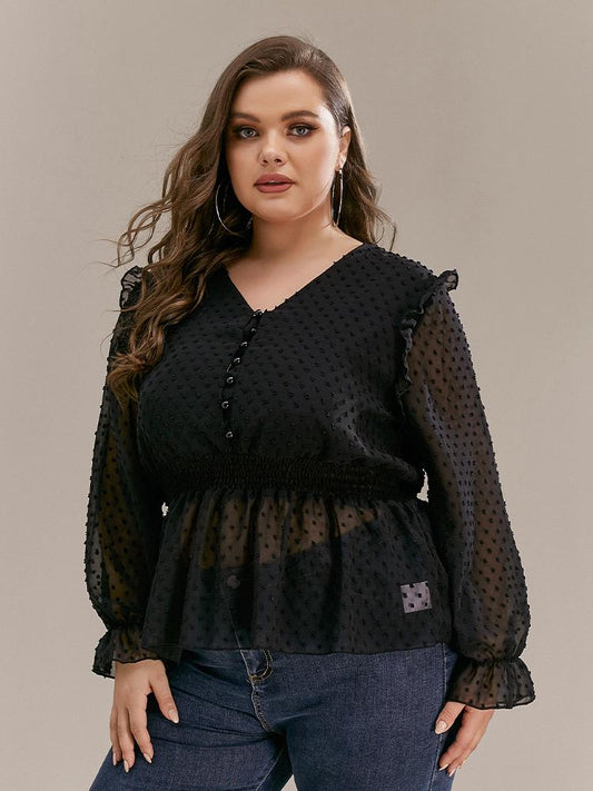 Sexy Mesh Ruffled Top
