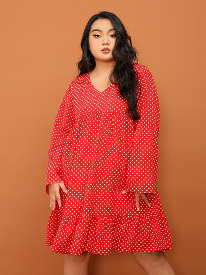 Ruffled Hem Polka Dot Dress