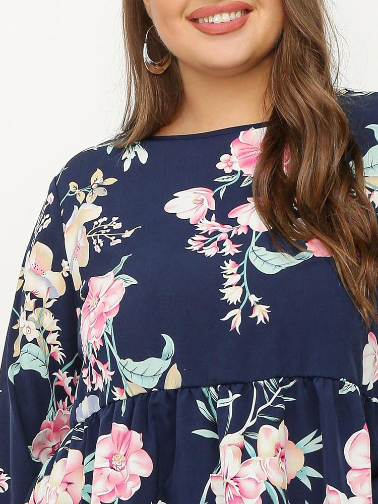 Floral Ruffled Crew Neck Top